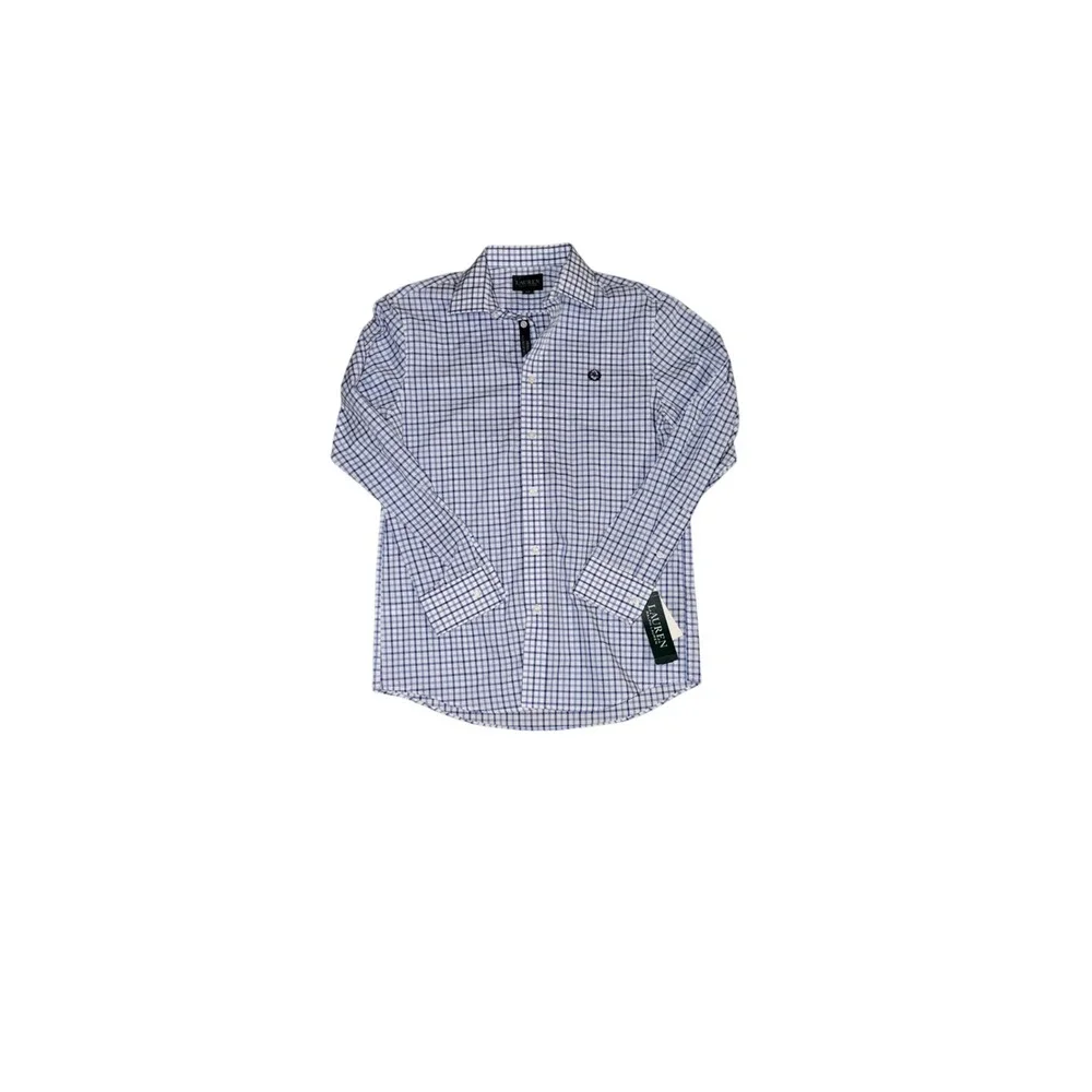 948. Ralph Lauren Big Kids Size 16R Navy Blue Checkered Button-Up Shirt